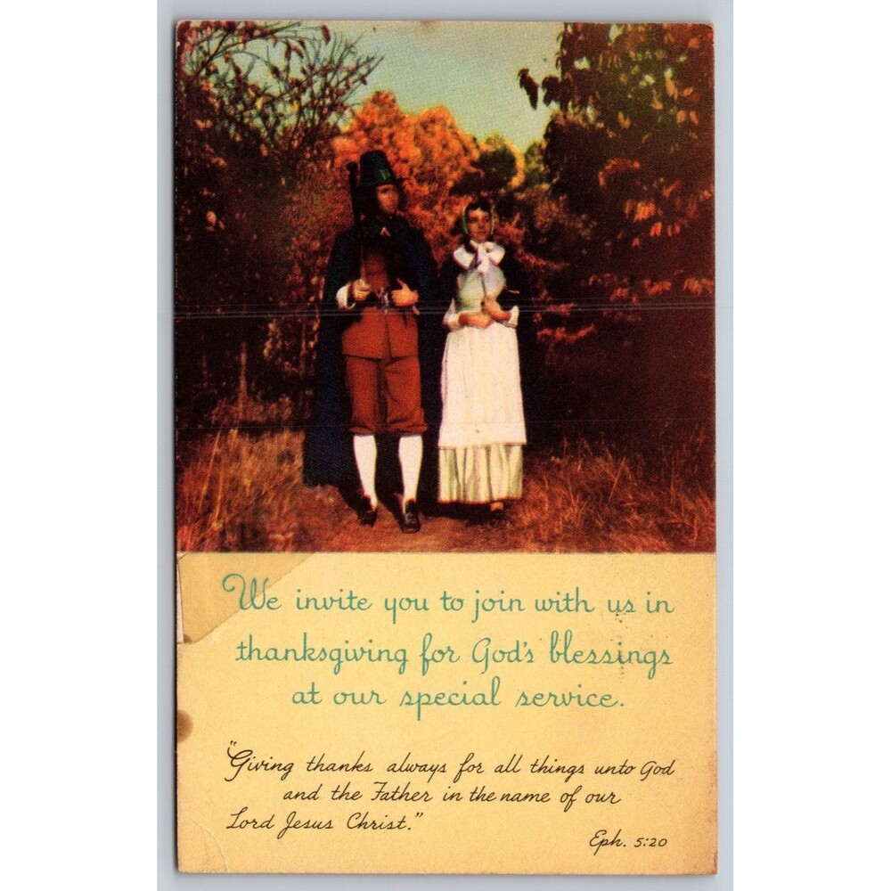 Vintage 1948 Thanksgiving Postcard First Church of the Brethren Des Moines IA